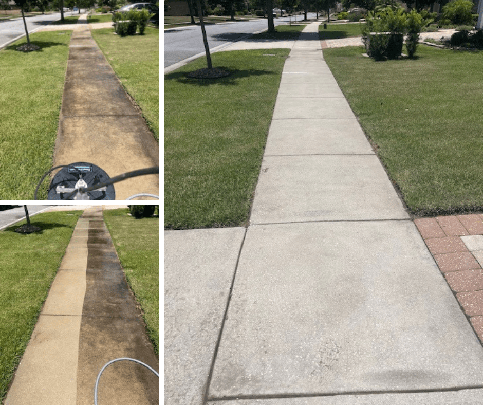 Concrete driveway cleaning & sidewalks